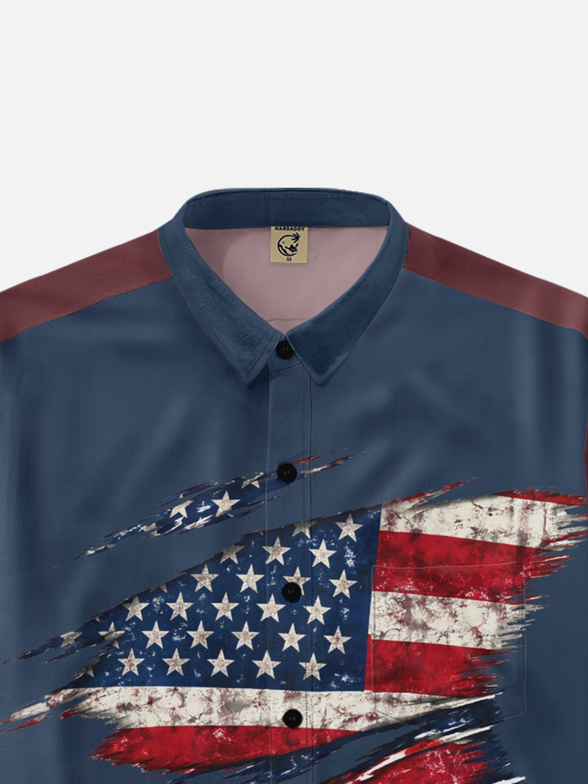 Moisture-wicking American Flag Chest Pocket Casual Shirt