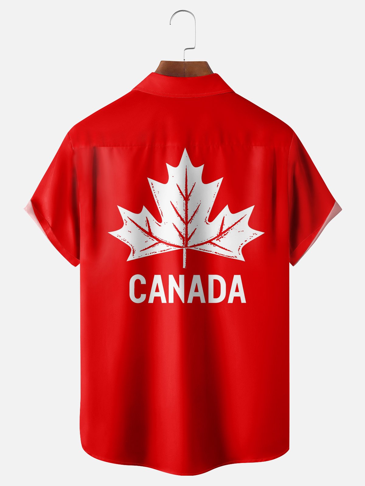 Moisture-wicking Canada Day Maple Leaf Chest Pocket Bowling Shirt