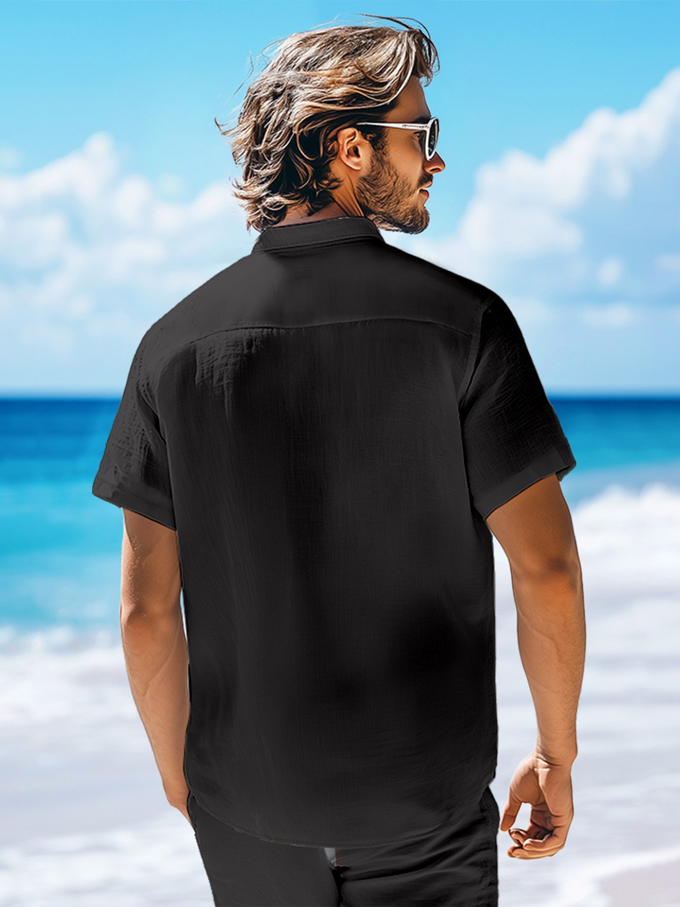  American Flag Chest Pocket Short Sleeve Casual Shirt