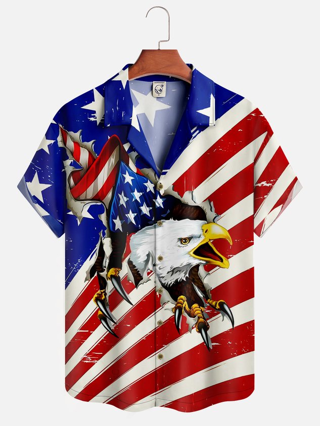 Hardaddy Moisture-wicking American Flag American Eagle Hawaiian Shirt