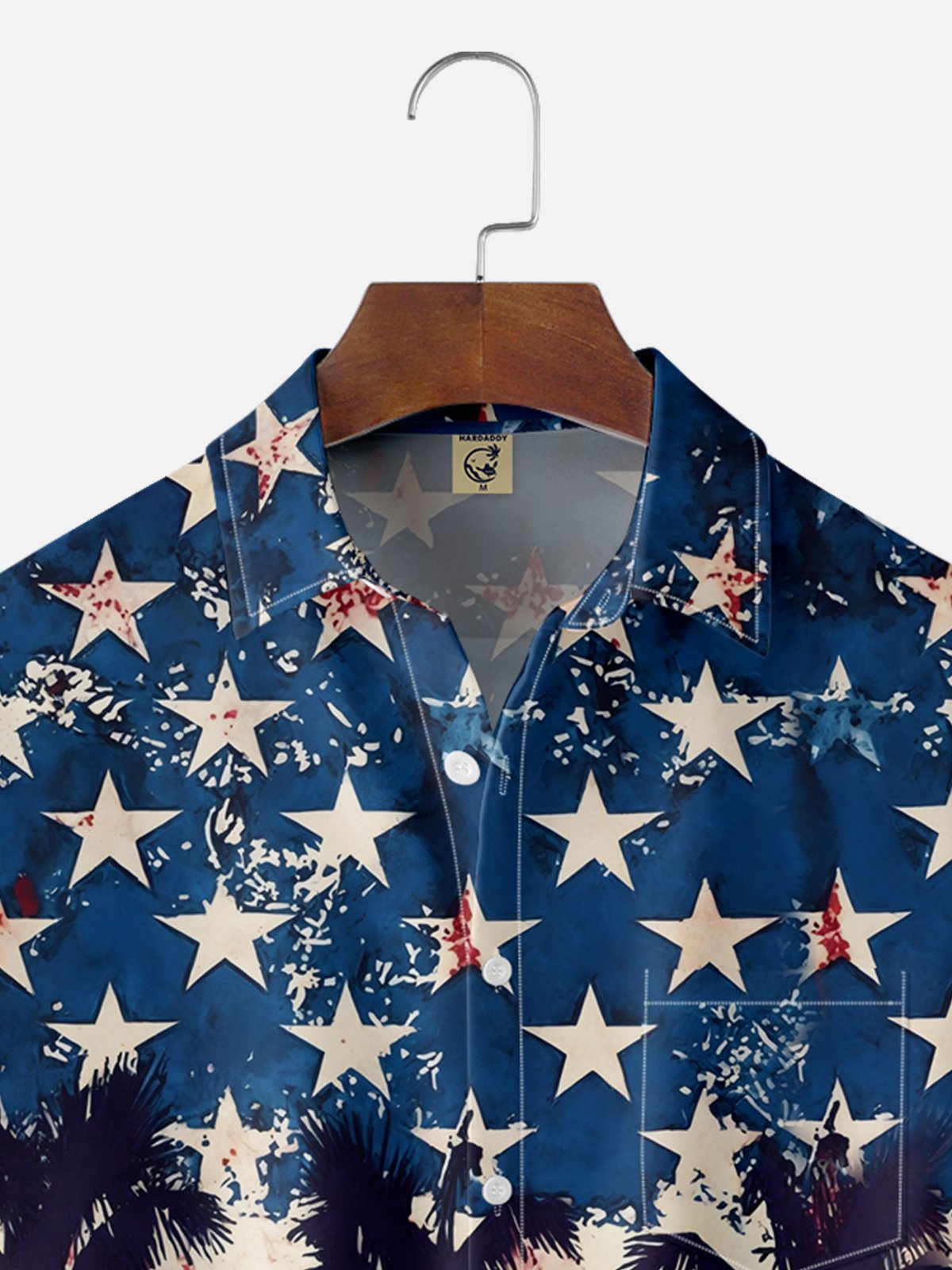 Moisture-wicking American Flag Palm Tree Chest Pocket National Patriotic Shirt