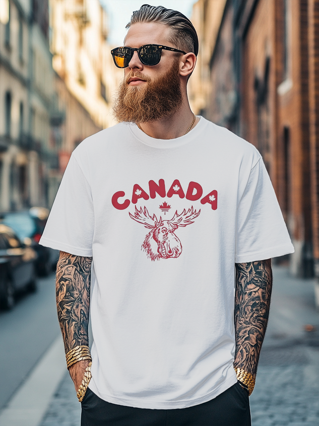 Men's Funny Reindeer Canada Day Fitted T-shirts