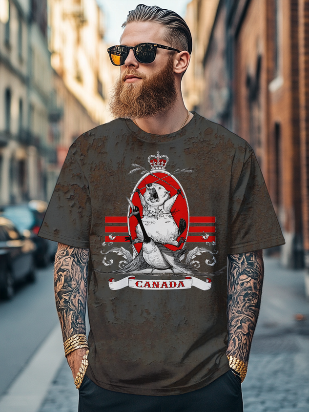 Men's Canada Day Funny Illustrations Fitted T-shirts