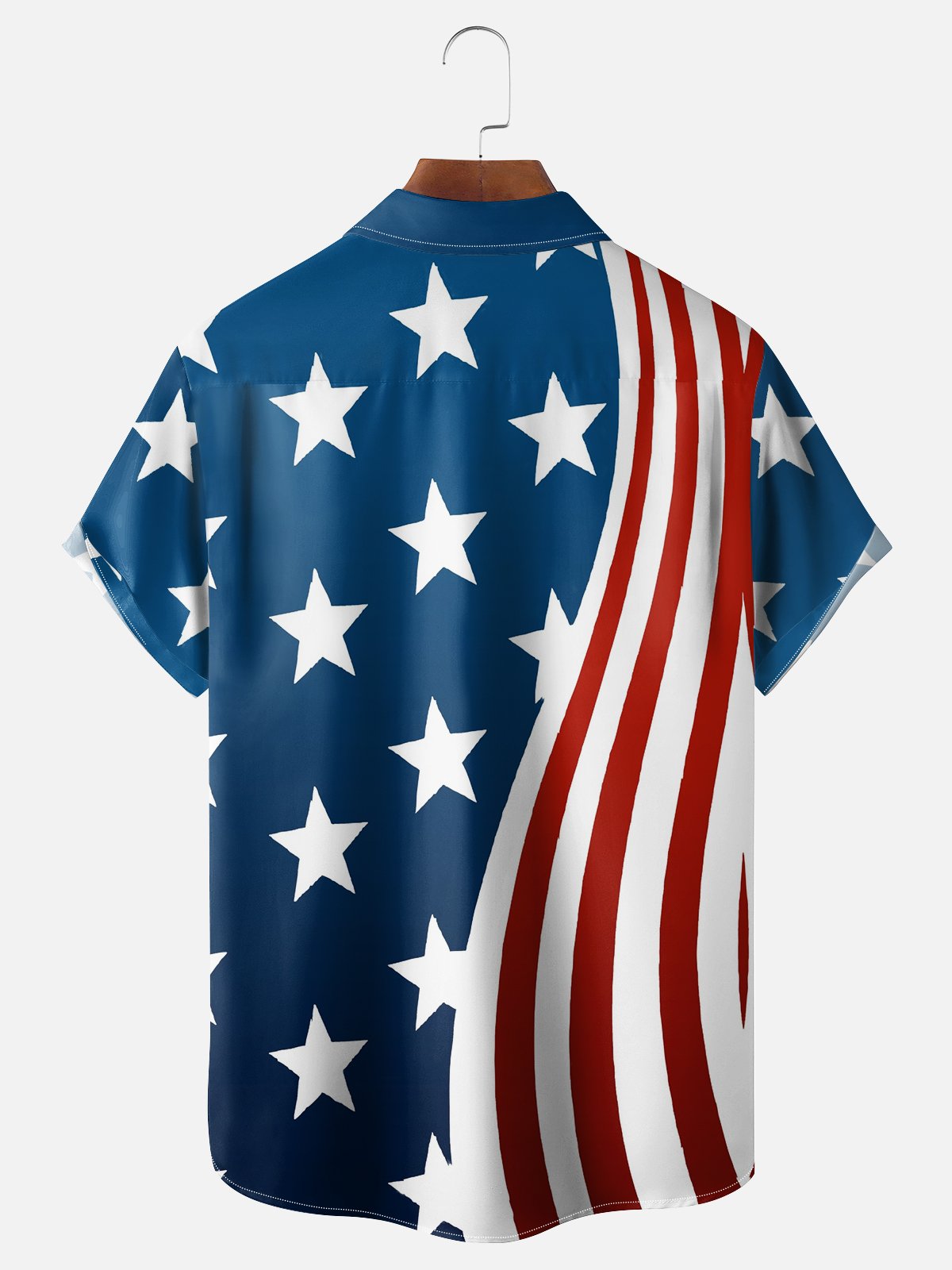 Tall Size Moisture-wicking American Flag Chest Pocket Casual Shirt
