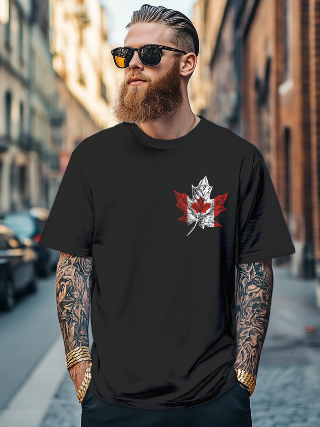 Men's Canada Day Funny Maple Leaf Fitted T-shirts
