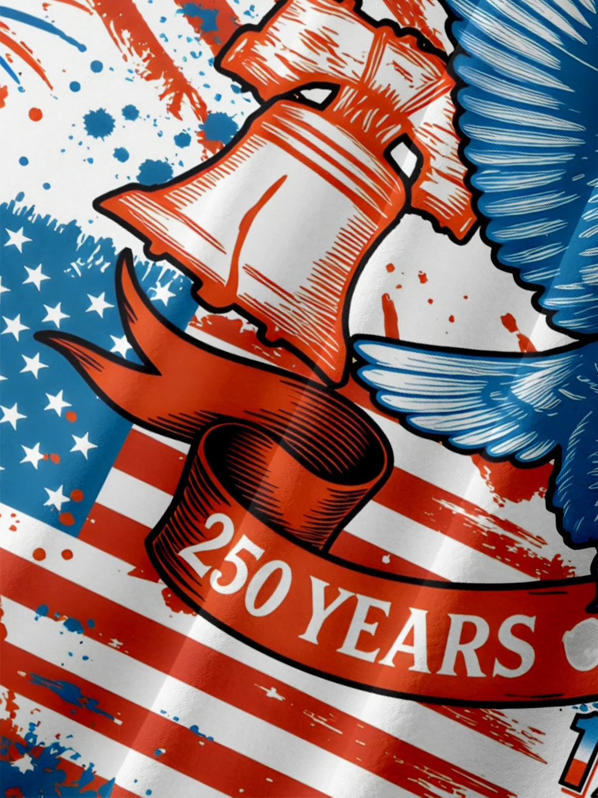 Moisture Wicking American Flag Statue of Liberty American Eagle 250th Anniversary Chest Pocket Holiday Shirt