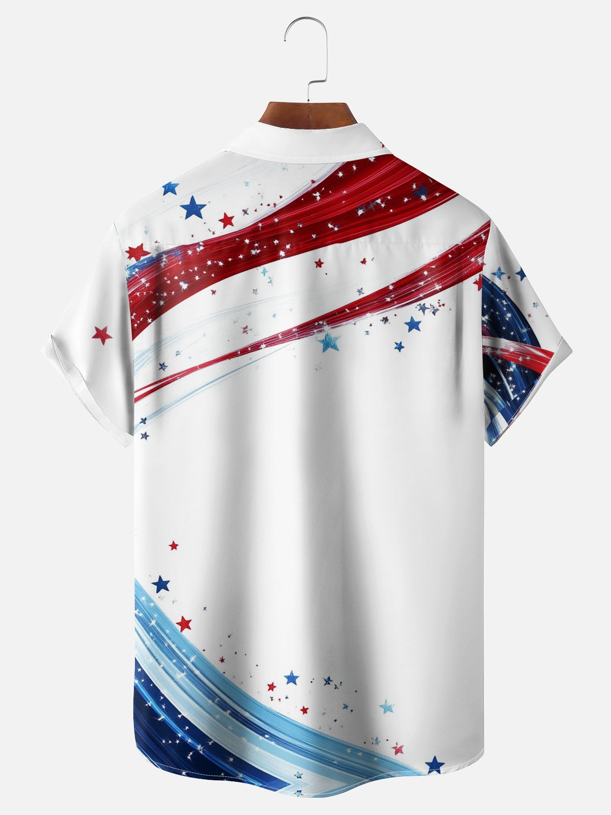 Moisture-wicking American Independence Day Memorial Day Chest Pocket Casual Shirt