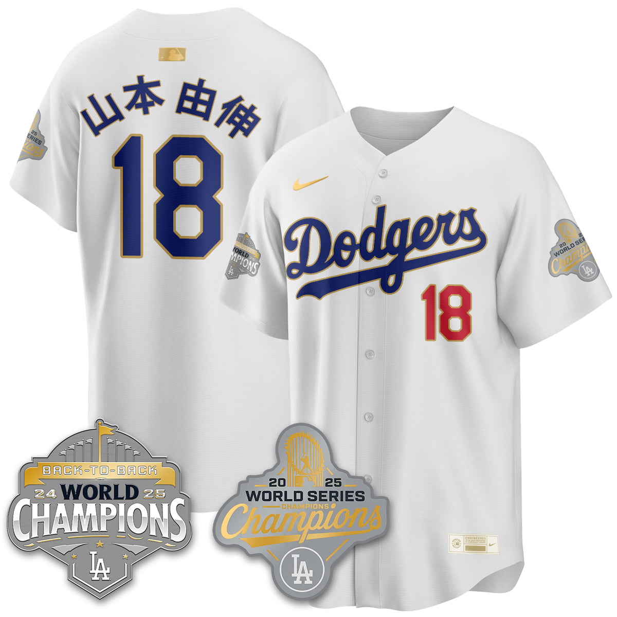 LAD Gold Collection Stadium Vapor Limited Jersey - B2B Champs - All Stitched