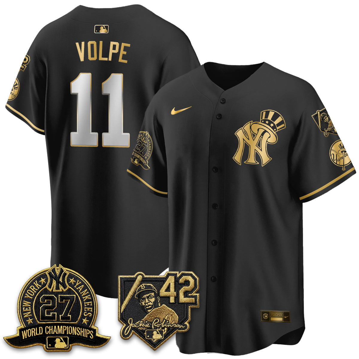 NYY 2026 Jackie Robinson Day Vapor Limited Gold Edition Jersey - All Stitched - V2