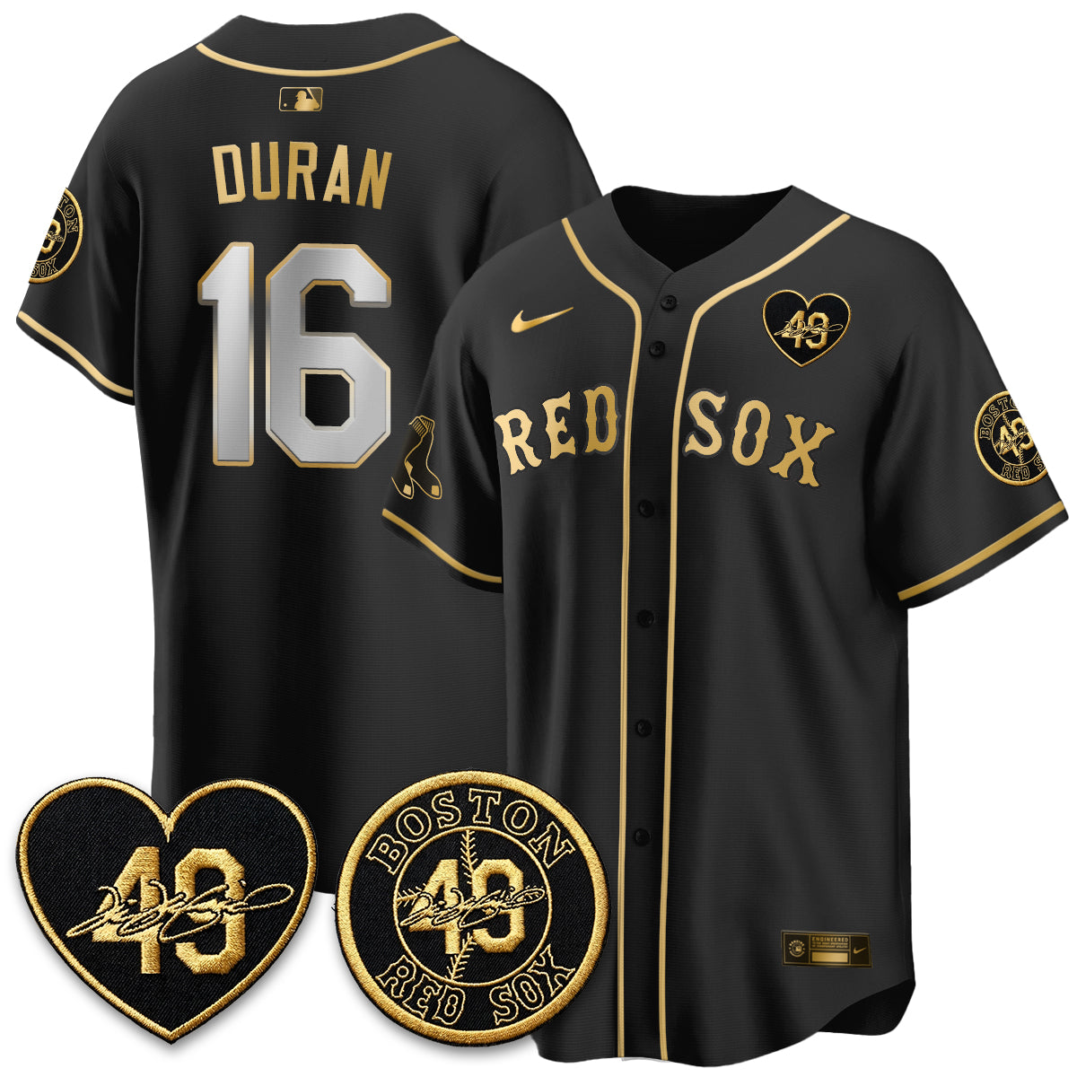 BOS Tim Wakefield Memorial Patch Vaper Premier Limited Gold Jersey - All Stitched