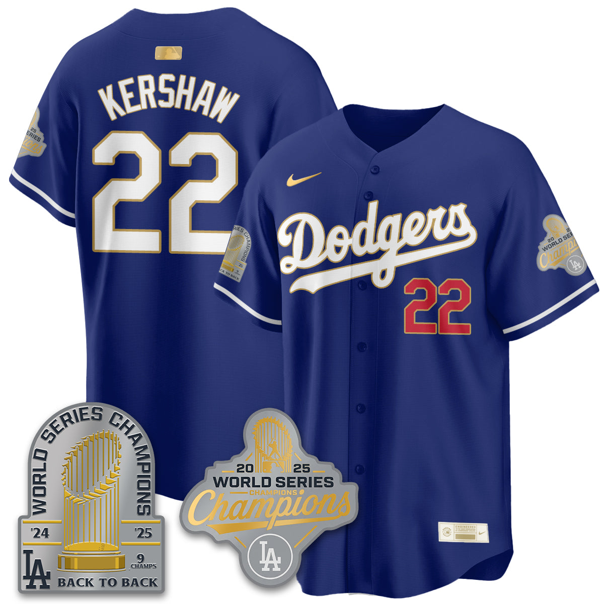 LAD Gold Collection Stadium Vapor Limited Jersey - 9x Champs - All Stitched