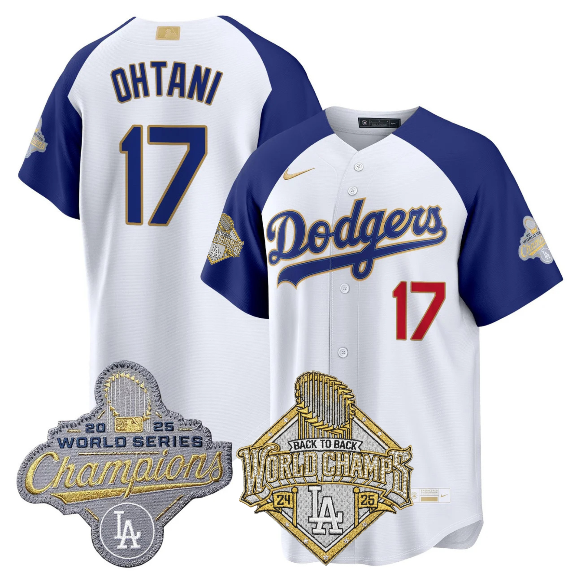 LAD 2026 Gold Collection Stadium Jersey - Back to Back Champions Patch - All Stitched