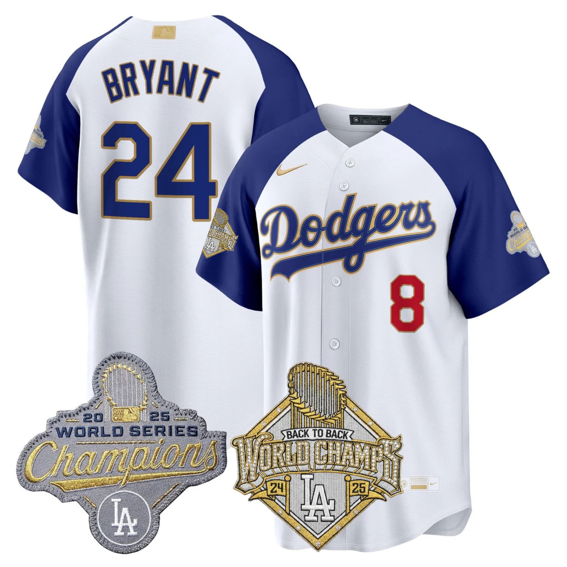 LAD 2026 Gold Collection Stadium Jersey - Back to Back Champions Patch - All Stitched