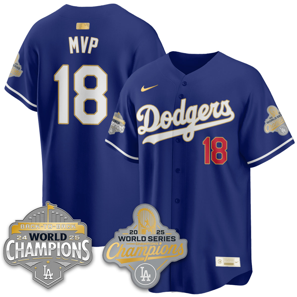 LAD Gold Collection Stadium Vapor Limited Jersey - B2B Champs - All Stitched