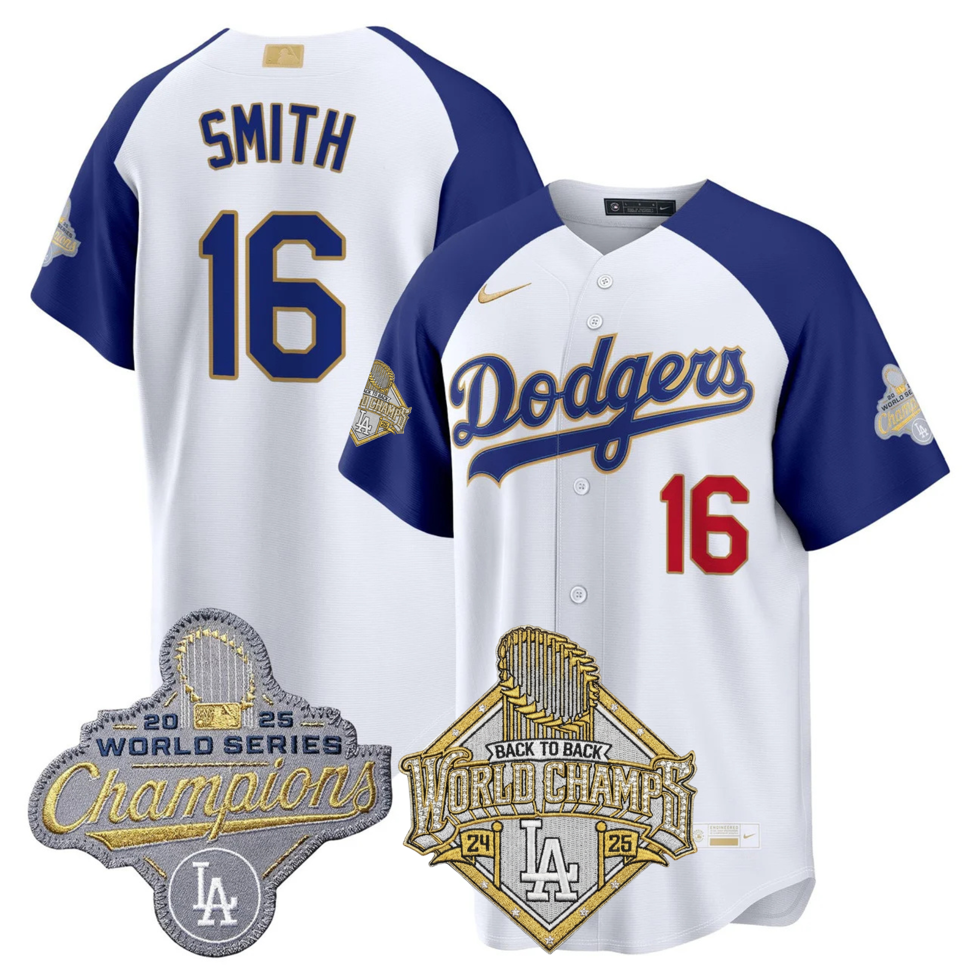 LAD 2026 Gold Collection Stadium Jersey - Back to Back Champions Patch - All Stitched