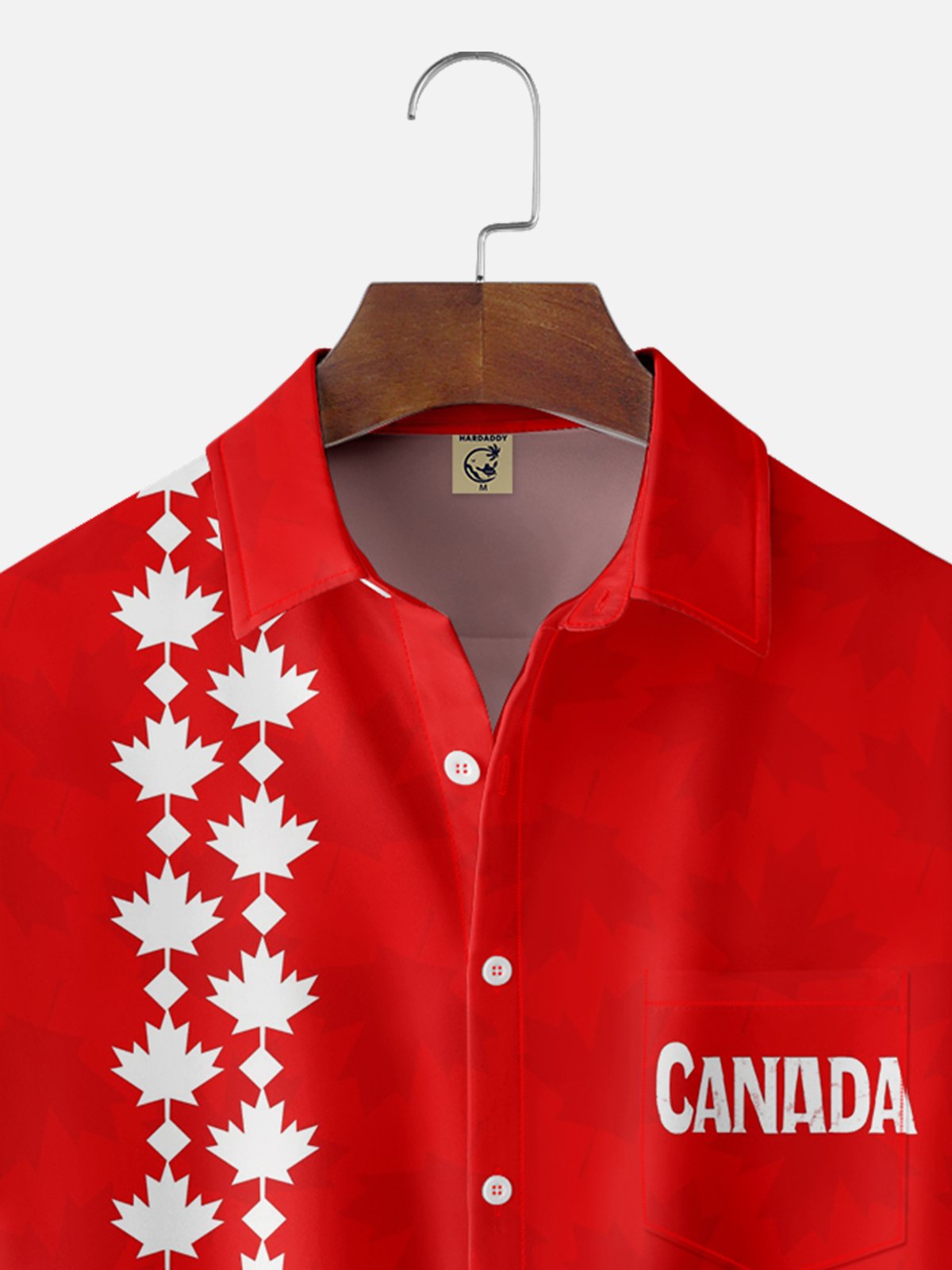 Moisture-wicking Canada Day Maple Leaf Chest Pocket Bowling Shirt
