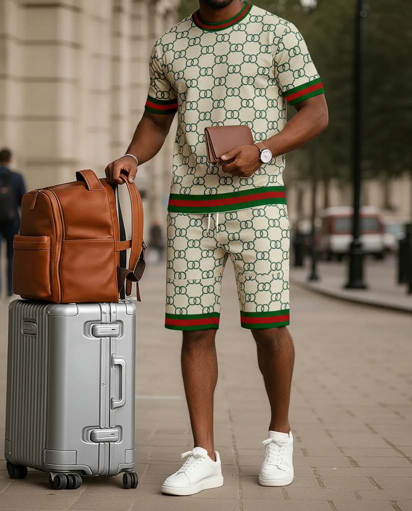 Men's Colorblock Summer Round Neck Set