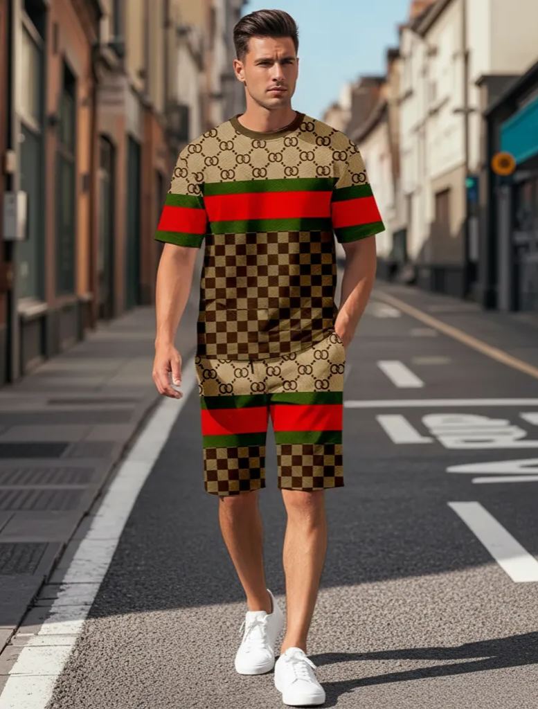 Men's Colorblock Summer Round Neck Set