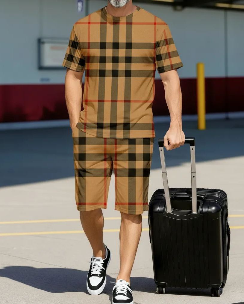 Men's Colorblock Summer Round Neck Set