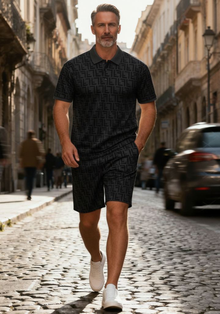 Men's Colorblock Summer Round Neck Set