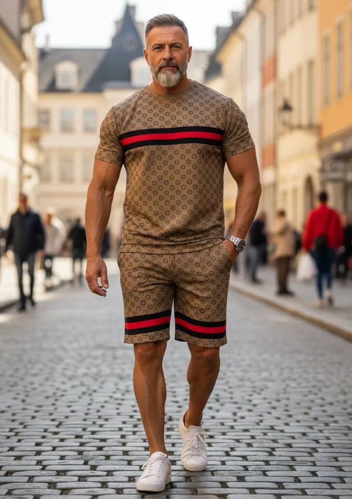 Men's Colorblock Summer Round Neck Set