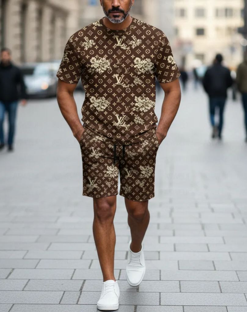 Men's Colorblock Summer Round Neck Set