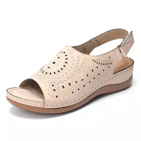 LAST DAY 50% OFF-Womens Casual Peep Toe Hollow Out  Wedges Arch Support Sandals-Comfort & Reliable