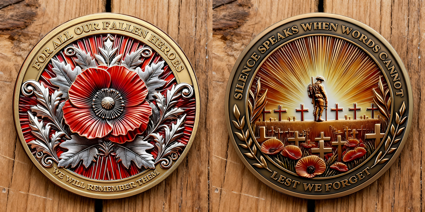 Poppy Remembrance Military Challenge Coin | Honor Fallen Heroes, Uphold “Lest We Forget” Legacy-Comfort & Reliable