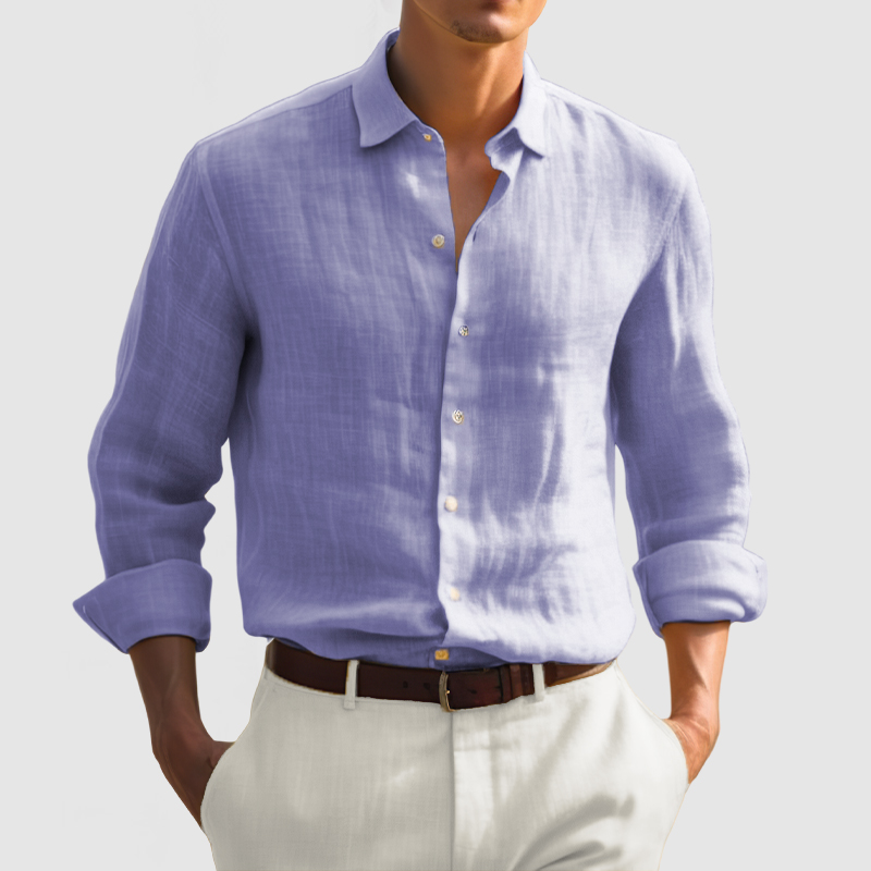 Gentleman Daily Basic Long Sleeve Cotton Linen Shirt-Comfort & Reliable