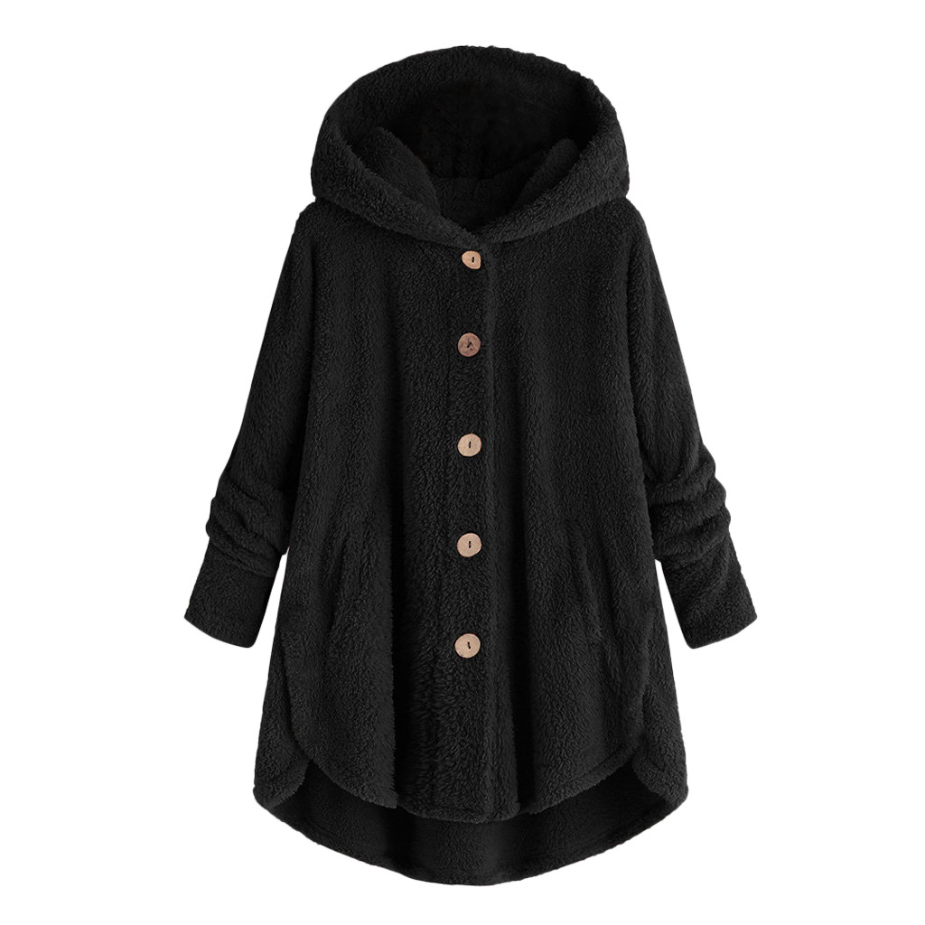 Women's Asymmetrical Fleece Hooded Cardigan with Pockets
