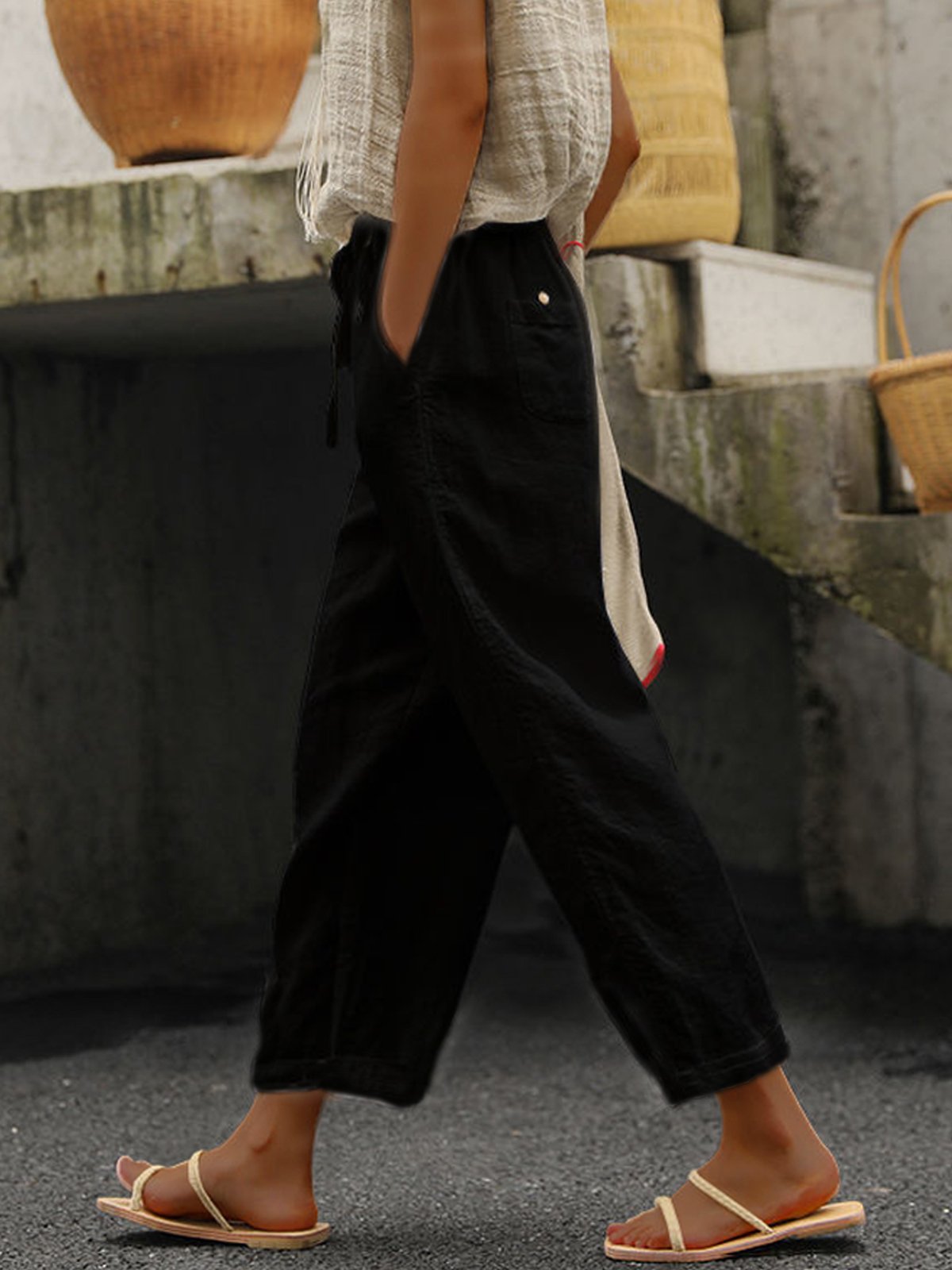 Women's Pure Color Elegant Casual Cotton Pants-Comfort & Reliable