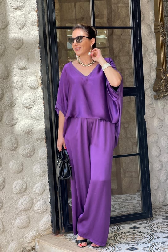 V-neck Satin Two-piece Suit(UK SIZE)-Comfort & Reliable