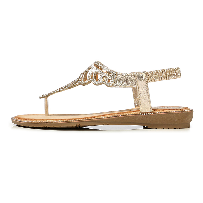 T-strap Leaf Rhinestone Flats Sandals-Comfort & Reliable