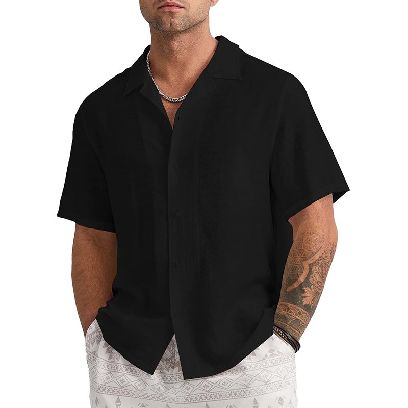 Men's Short Sleeve T-shirt Loose Sweatshirt Solid Button Cardigan Cotton Linen Shirt-Comfort & Reliable