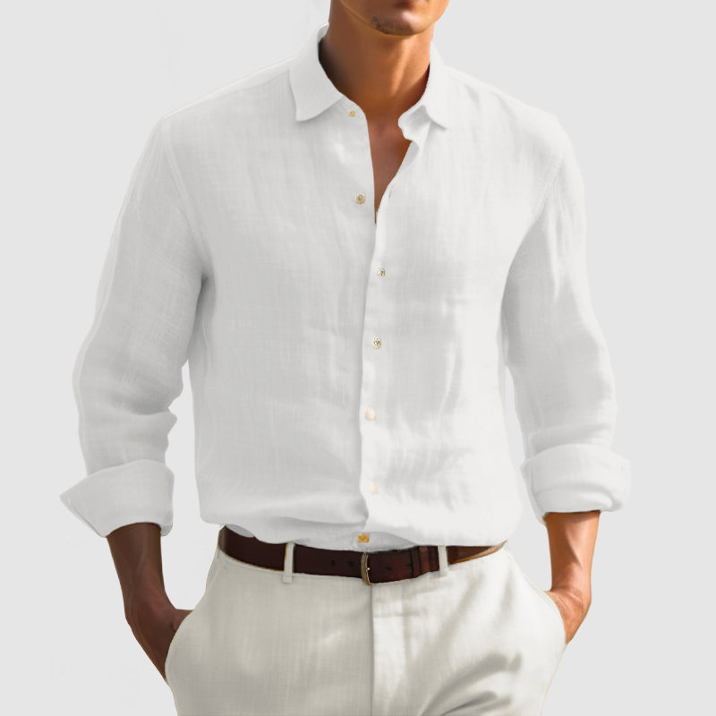 Gentleman Daily Basic Long Sleeve Cotton Linen Shirt-Comfort & Reliable