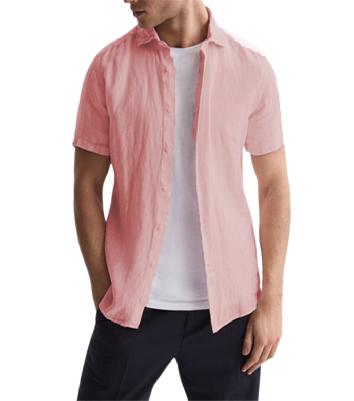 Men's  Cotton Linen Casual Short Sleeve Shirt-Comfort & Reliable