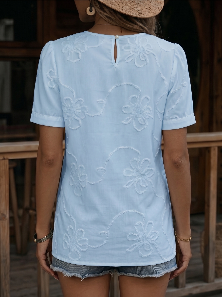 New Arrivals🔥 Vintage Ruffled V-neck Shirt with Embroidered Flowers
