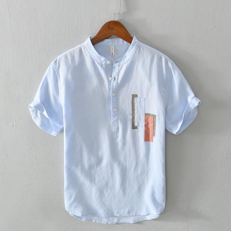 Men's stand-collar cotton and linen thin shirt-Comfort & Reliable