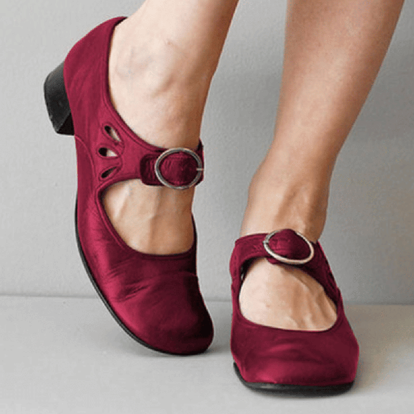 😍Last Day 50% OFF😍-Women's Orthopedic Low Heel Buckle Shallow Mouth Leather Shoes-Comfort & Reliable