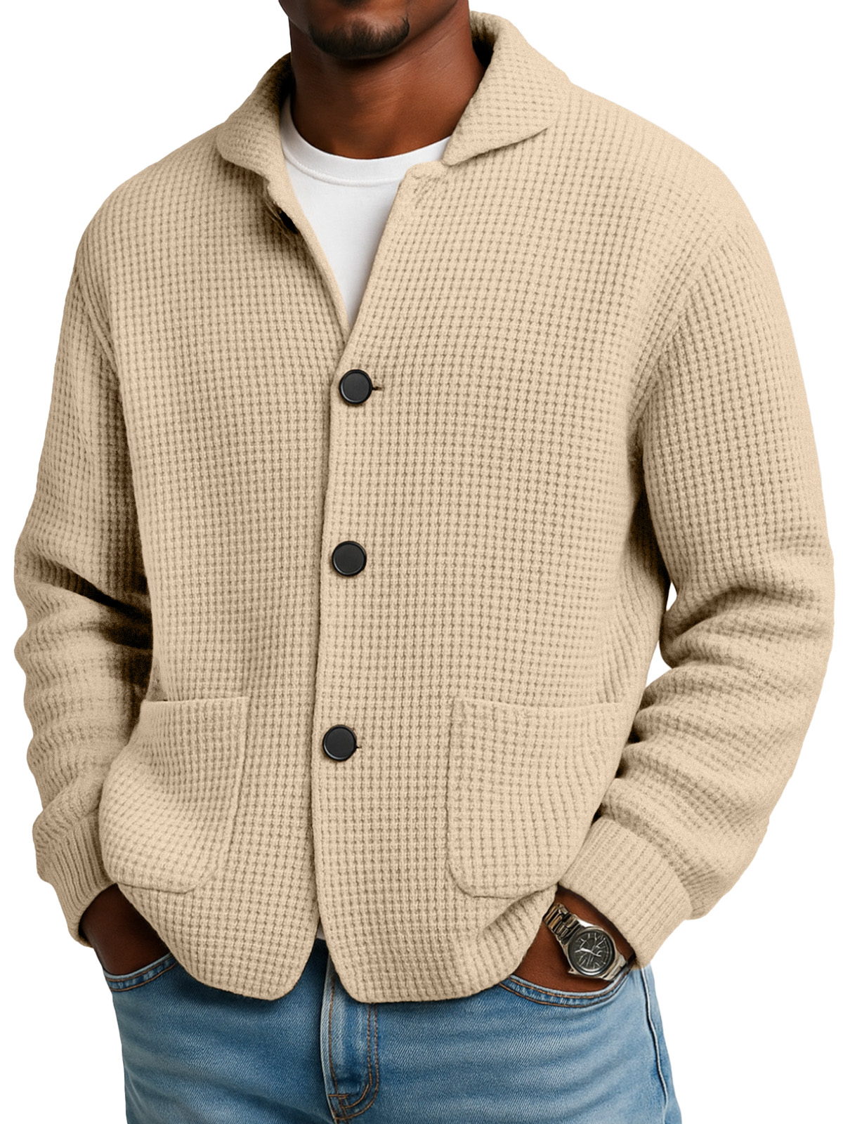 Autumn And Winter Solid Color Stand Collar Knitted Sweater Jacket-Comfort & Reliable
