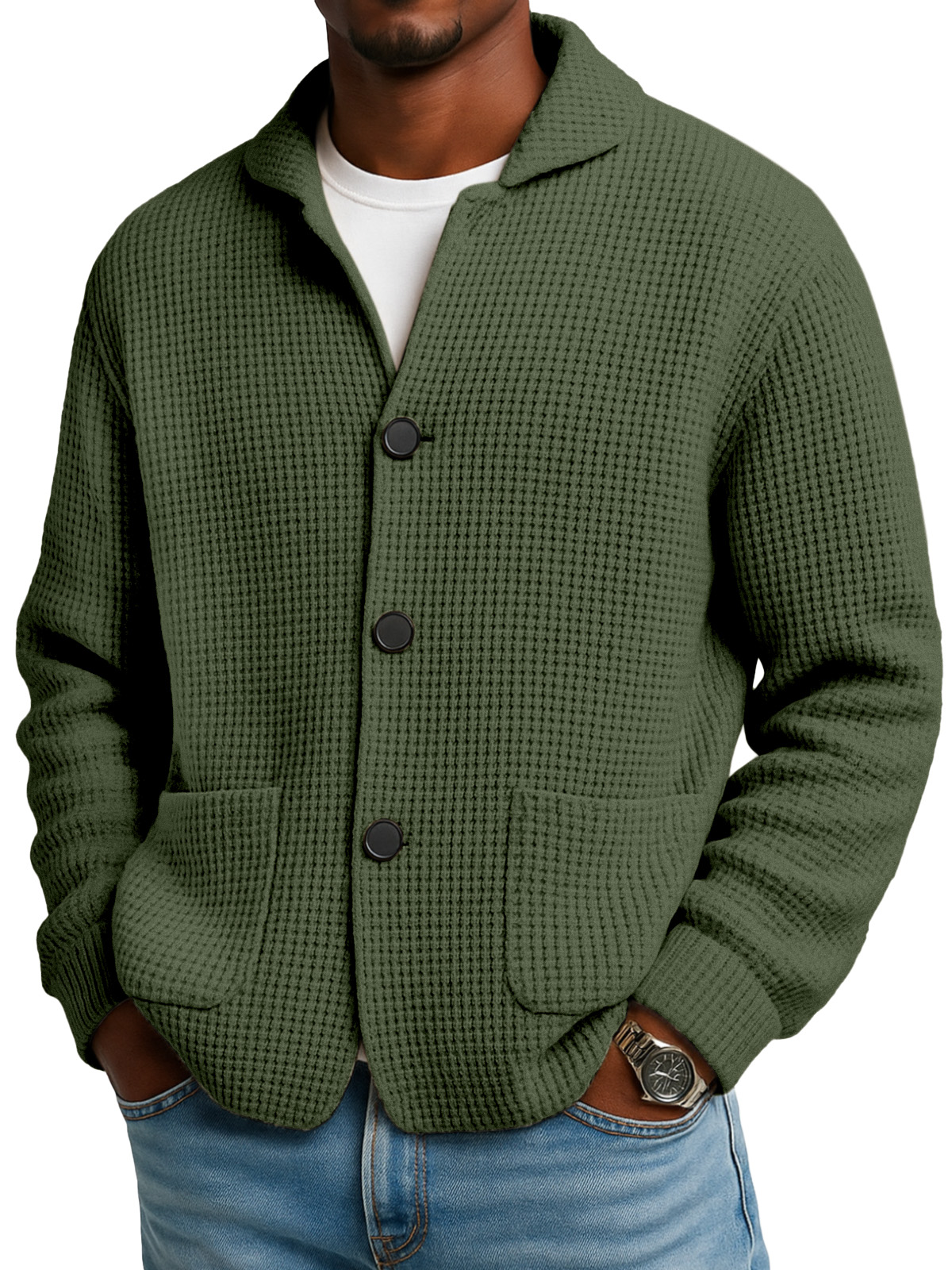 Autumn And Winter Solid Color Stand Collar Knitted Sweater Jacket-Comfort & Reliable