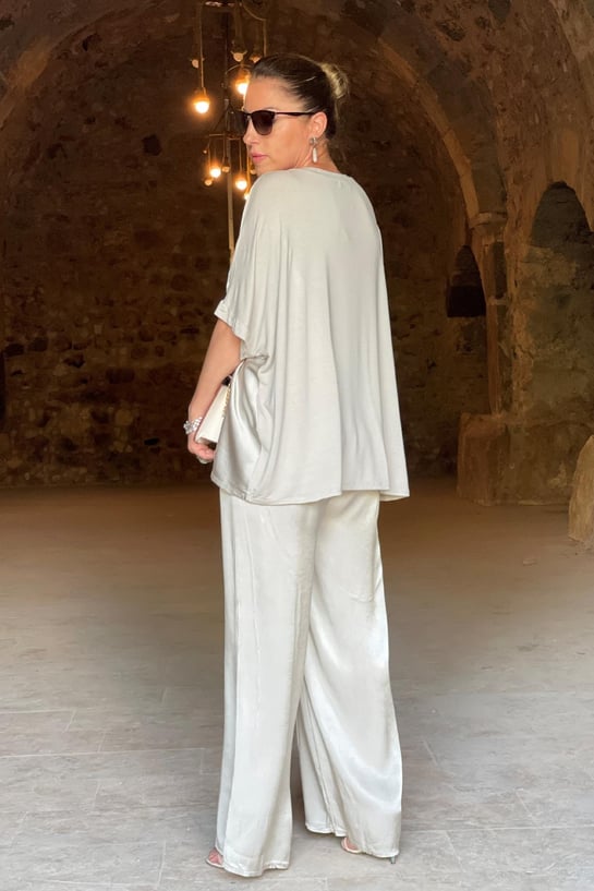 V-neck Satin Two-piece Suit(UK SIZE)-Comfort & Reliable