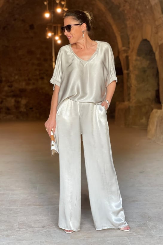 V-neck Satin Two-piece Suit(UK SIZE)-Comfort & Reliable