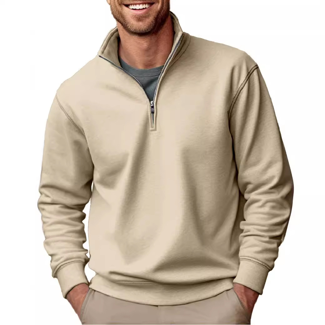New Men's Casual Zipper Stand Collar Thickened Fleece Sweatshirt-Comfort & Reliable