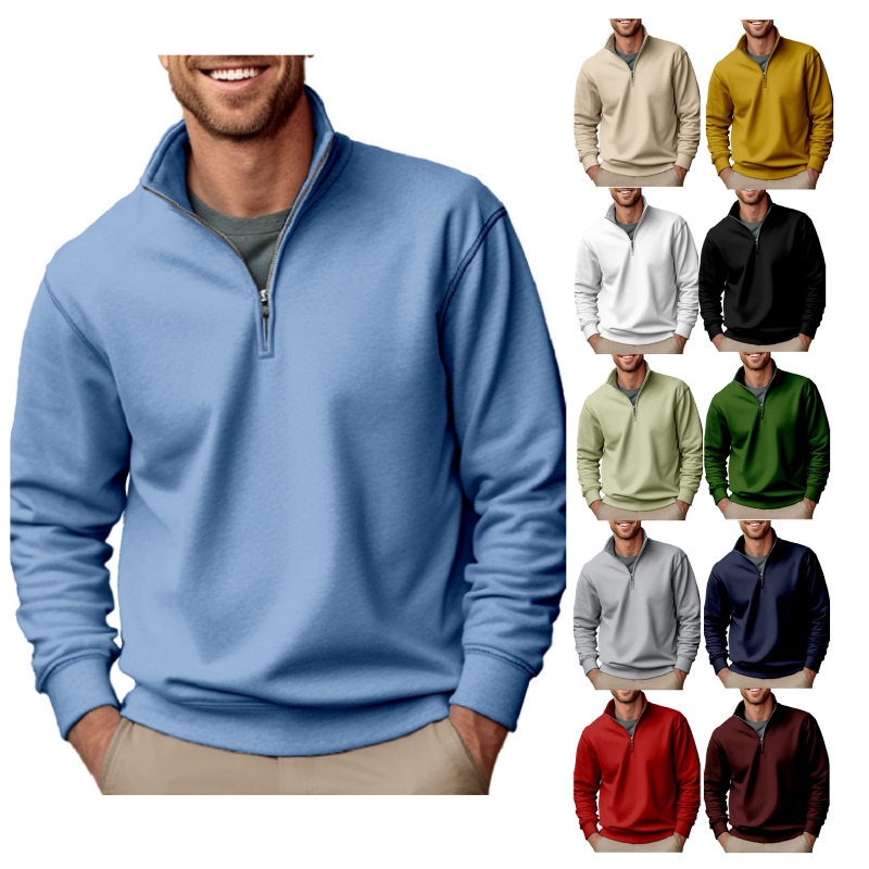 New Men's Casual Zipper Stand Collar Thickened Fleece Sweatshirt-Comfort & Reliable