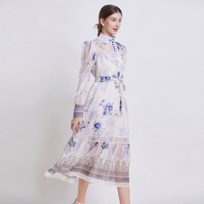 Elegant Floral Chiffon Dress Image 3