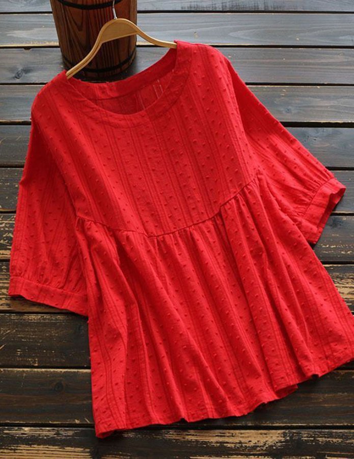 Women's Round Neck Pullover Casual Solid Color Short Sleeve T-shirt-Comfort & Reliable