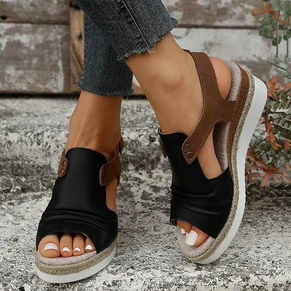 LAST DAY 50% OFF-2025 Womens Open Toe Ankle Strap Platform Orthopedic Wedge Sandals-Comfort & Reliable