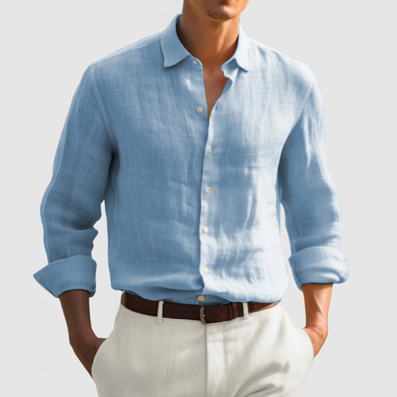 Gentleman Daily Basic Long Sleeve Cotton Linen Shirt-Comfort & Reliable