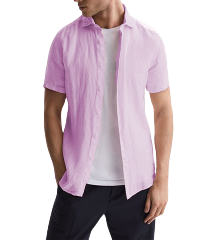 Men's  Cotton Linen Casual Short Sleeve Shirt-Comfort & Reliable